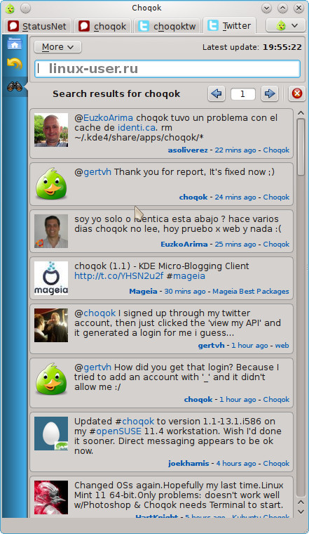 choqok - twitter клиент для Linux